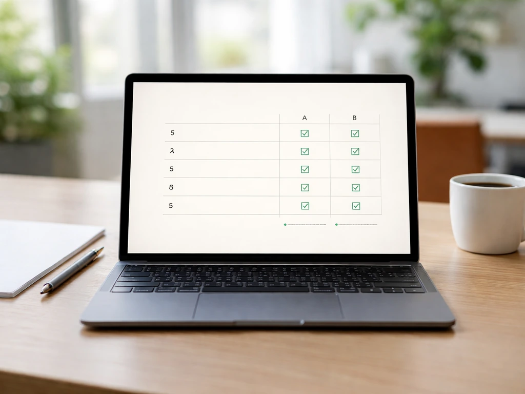 Tableur stylé avec 5 questions et cases cochées pour deux équipes, ambiance bureau sportive.