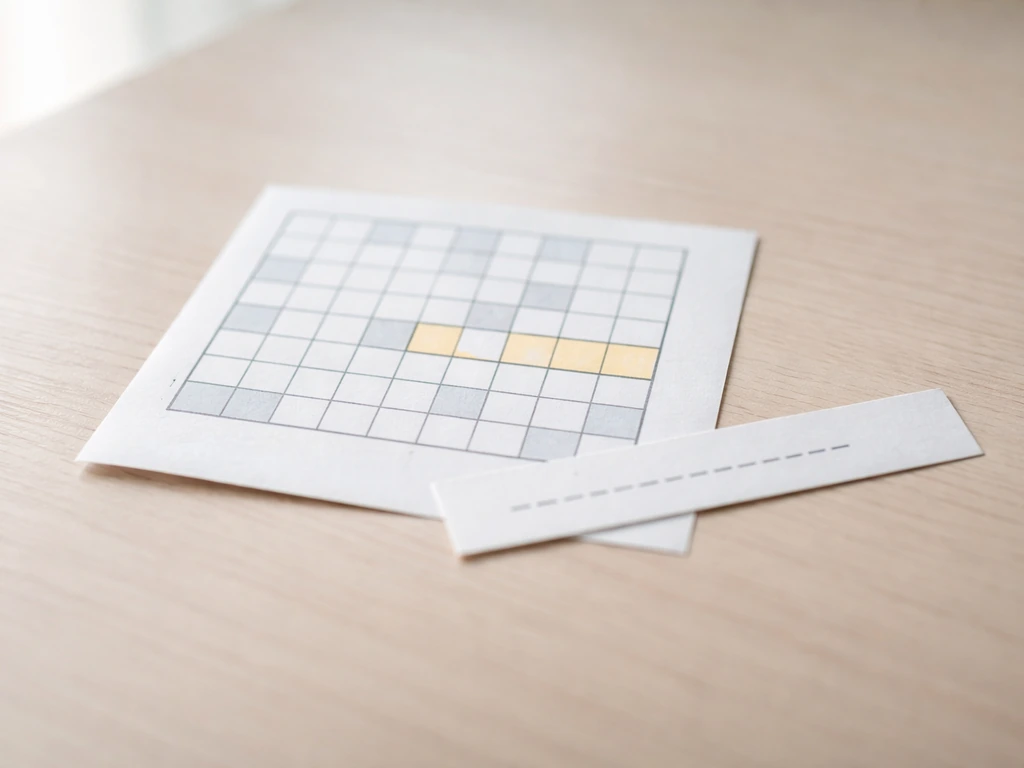 Mini-grille de mots fléchés avec un ruban d’indice illustrant la comparaison « comme un X »