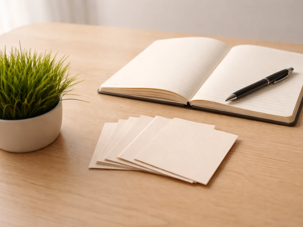 Comparaison de mots de gazon sur un bureau minimal, avec carnet et végétation fraîche en arrière-plan.
