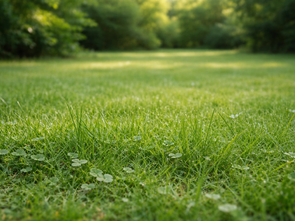 Pelouse française au ras, végétation simple et texture de gazon, ambiance jardin indiquant la prévention contre les tiqu